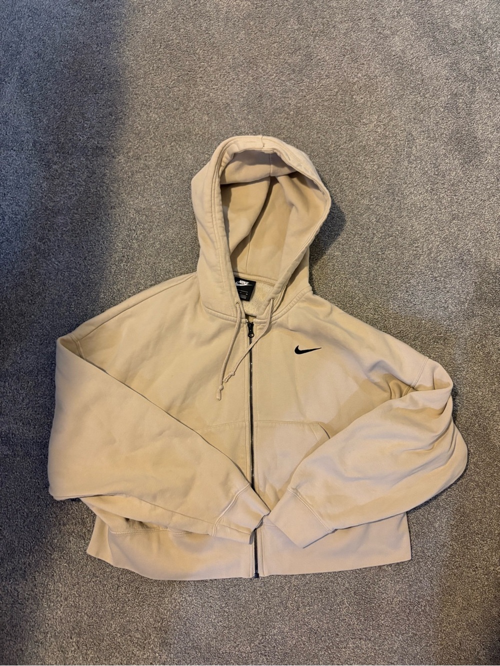 Nike Sportswear Essential Full-Zip Fleece Hoodie CK1505-140 Oatmeal/Black- M